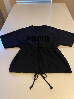 RARE Puma x Fenty Rihanna Drawstring Graphic Tee Dark Charcoal / Black - Size M